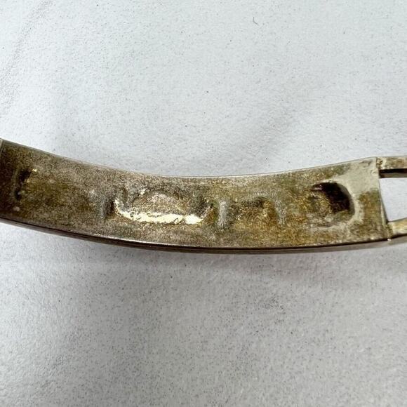 Vintage Mexico Silver Tone Abalone Shell Hinge Bangle ✨ - Picture 3 of 8